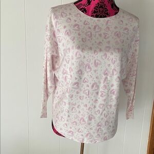 Sioni Pink and White Heart Pattern Sweater